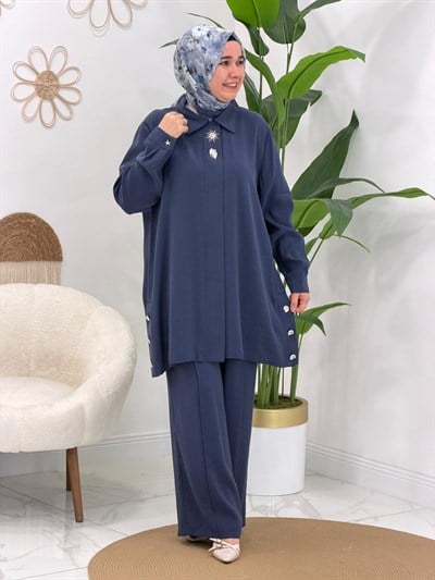 İndigo Pantolonlu Takım