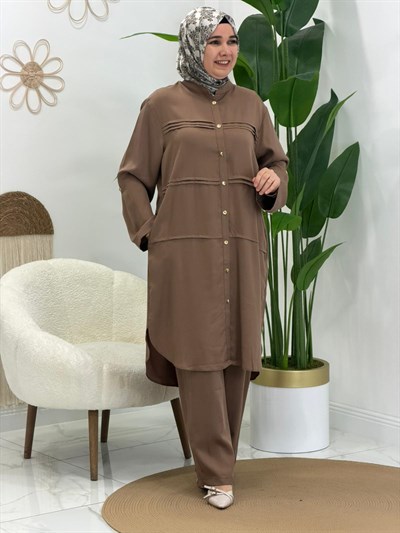 Kahve Barselona Pantolonlu Takım