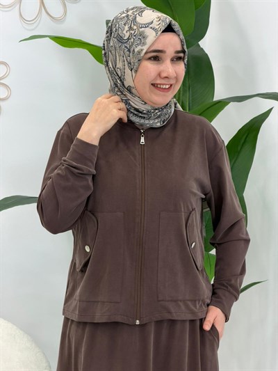 Kahve Cepli Etekli Takım