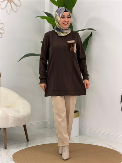 Kahve Cihakra Eşofman Tunik
