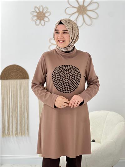 Kahve Deri Desen Tunik