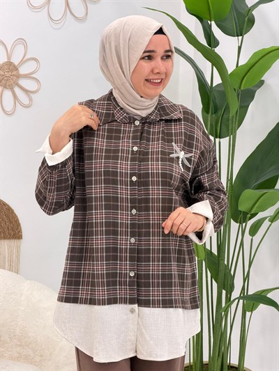 Kahve Ekose Tunik