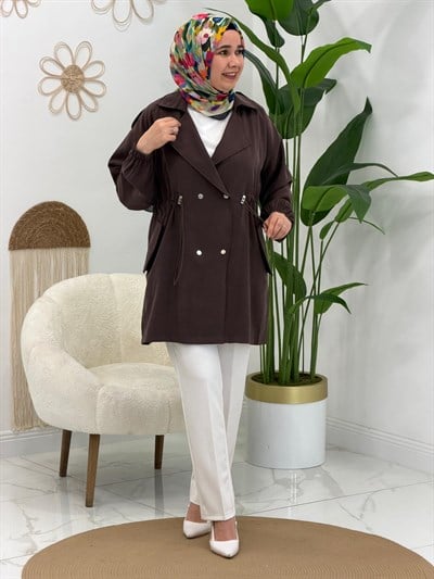 Kahve Lavinya Çıtçıtlı Ceket