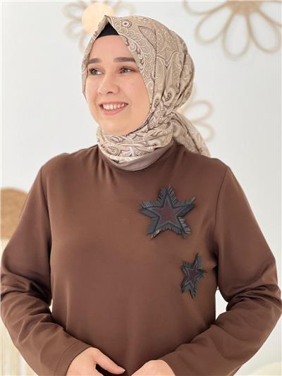 Kahve Modal Kumaş Tunik