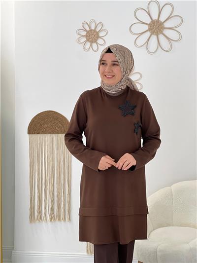 Kahve Modal Kumaş Tunik