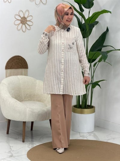 Kahve Müslin Tunik