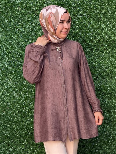 Kahve Özel Dokuma Tunik
