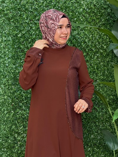 Kahve Pırlanta Detaylı Tunik