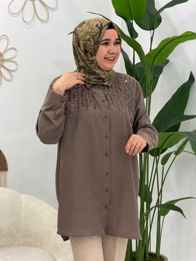 Kahve Pul Detaylı  Tunik