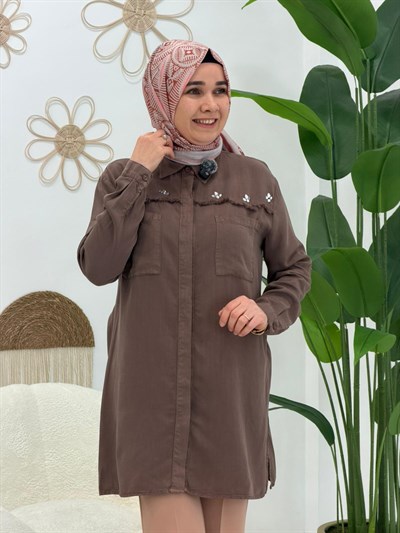 Kahve Roma Taşlı Tunik