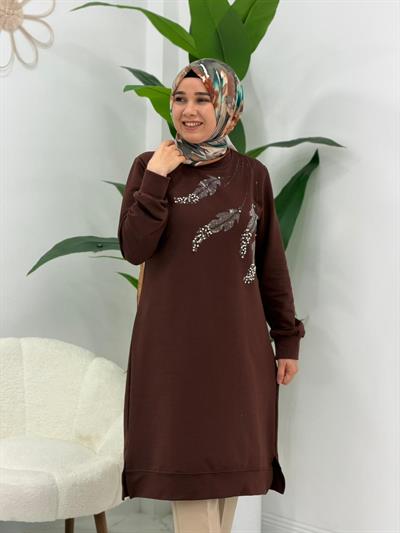 Kahve Taşlı Tunik