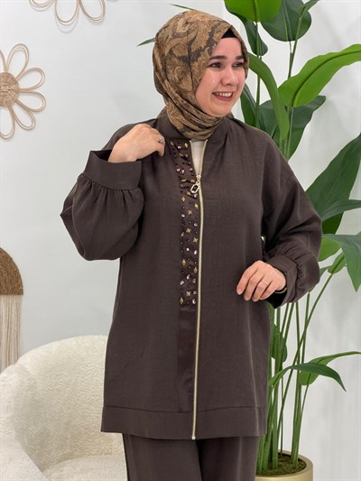 Kahverengi Linda Keten Takım