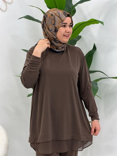 Kahverengi Modal Pantolonlu Takım