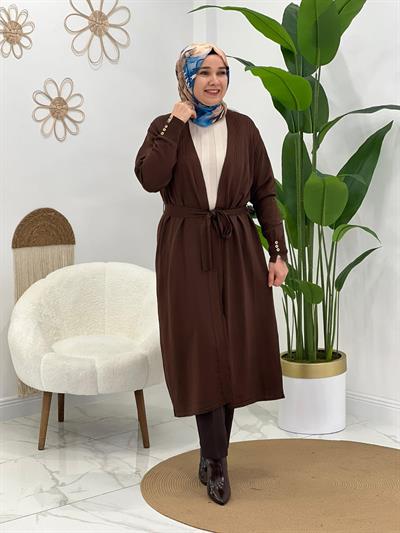 Kahverengi triko hırka