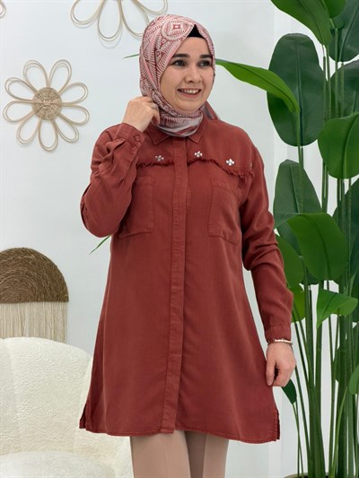 Kiremit Roma Taşlı Tunik
