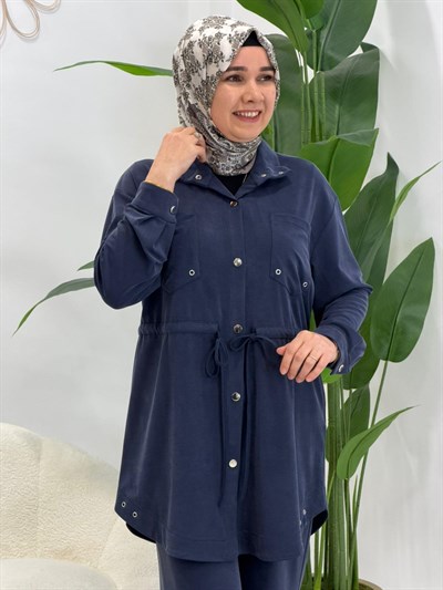 Lacivert Alaçatı Pantolonlu Takım