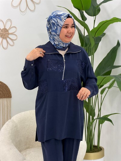 Lacivert Galaksi Pantolonlu Takım