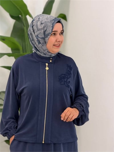 Lacivert Nakış Detaylı Takım