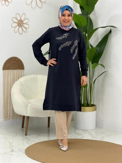 Lacivert Taşlı Tunik