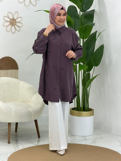 Lila Kalp Desenli Tunik