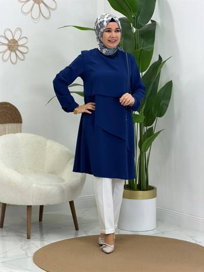 Mavi Detaylı Tunik