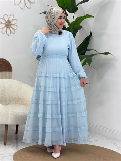 Mavi Miss Fırfır Detaylı Elbise