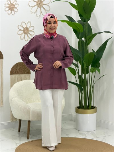 Mürdüm Kol Detaylı Tunik
