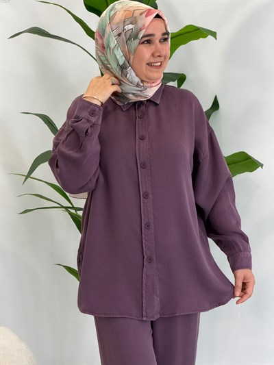 Mürdüm Pantolonlu Takım