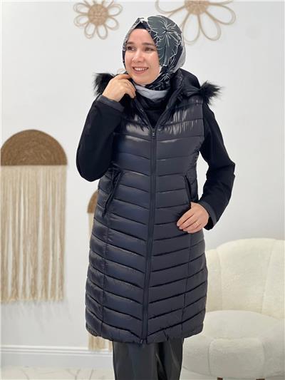 Parlak Siyah Şişme Yelek