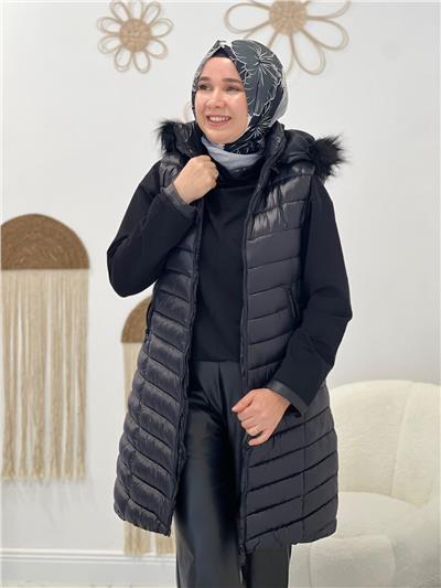 Parlak Siyah Şişme Yelek