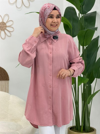 Pembe Kalp Desenli Tunik