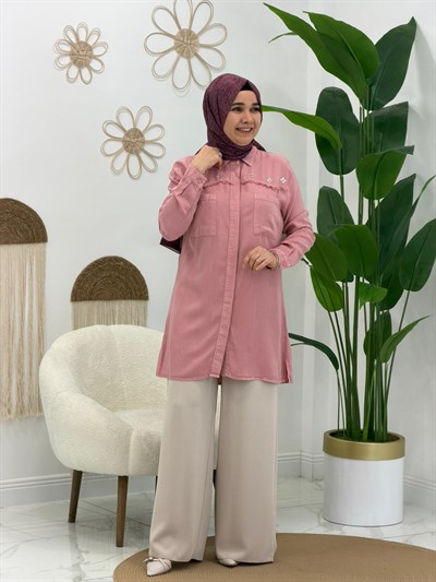 Pembe Roma Taşlı Tunik