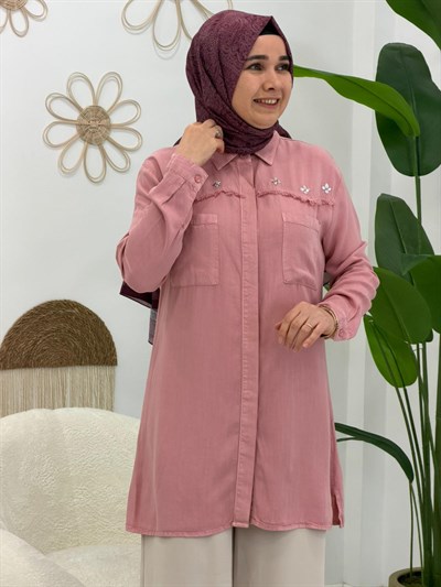 Pembe Roma Taşlı Tunik