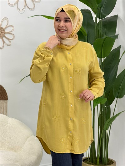 Sarı Papatya Desenli Tunik
