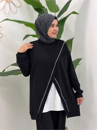 Siyah Biye Detaylı Modal Takım