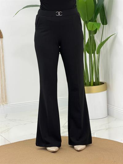 Siyah  İthal Scuba İspanyol  Paça Pantalon