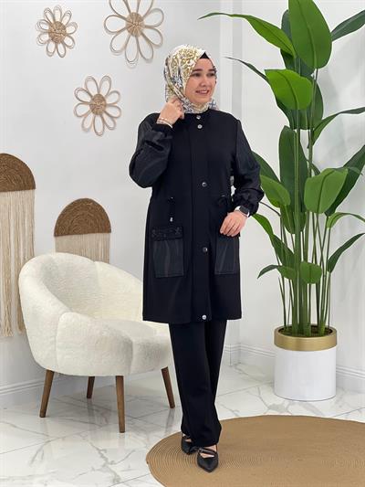 Siyah Modal Cep Taşlı İkili Takım