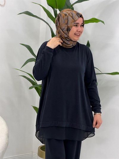 Siyah Modal Pantolonlu Takım