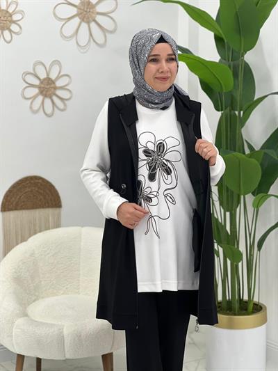 Siyah Modal Yelekli Takım