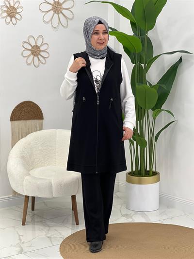 Siyah Modal Yelekli Takım