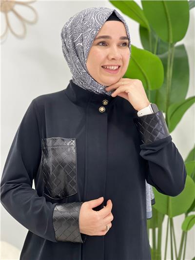 Siyah Örgü Desen Garnili Takım