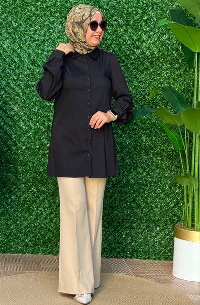 Siyah Poplin Tunik