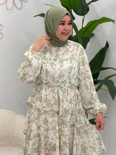 Yeşil Çiçekli Elbise