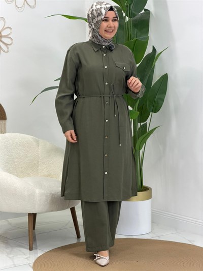 Yeşil Linda Keten Takım