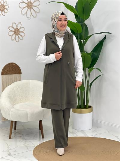 Yeşil Modal Yelekli Takım
