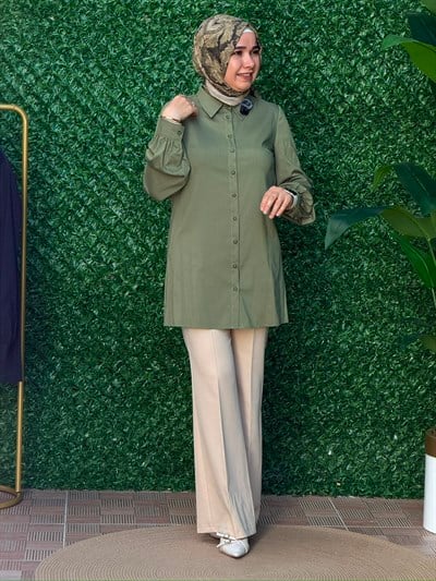 Yeşil Poplin Tunik
