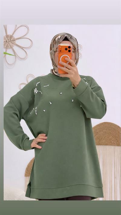 Yeşil Taşlı Sweat