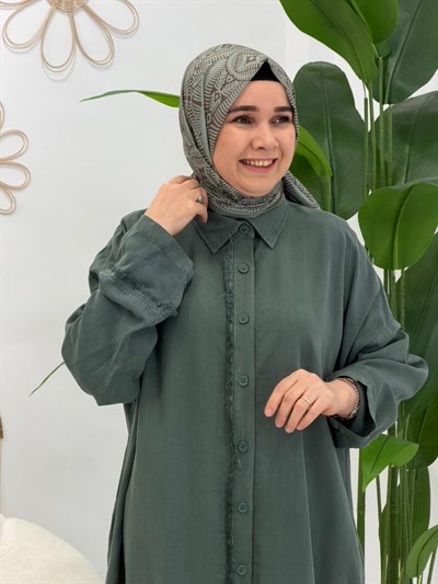 Yeşil Yonga Uzun  Tunik