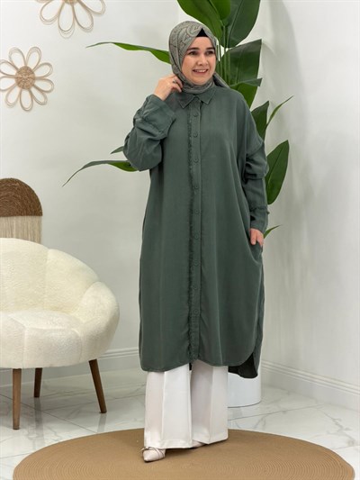 Yeşil Yonga Uzun  Tunik