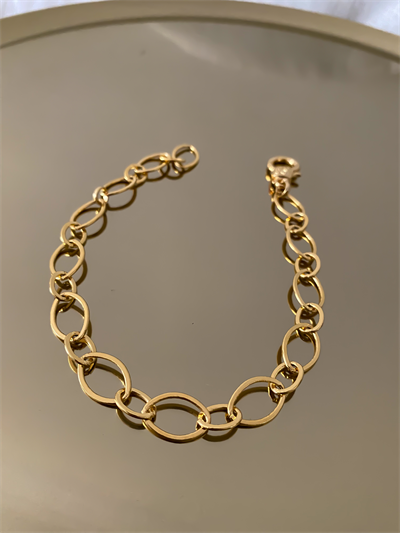 Altın Kaplama Büyüklü Küçüklü Halka Geçmeli Zincir Halhal ( 28 Cm )